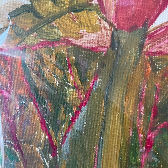 Orchid Floral Acrylic Painting 4x6 inches on Flat Canvas Board (Unframed) - Picture 2 of 3